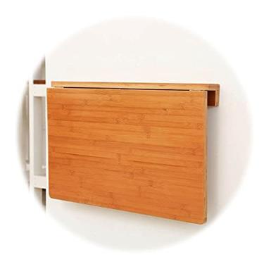 Imagem de Mesa de parede dobrável para computador montada na parede de madeira com folhas de gota, bancada de trabalho, prateleira de armazenamento, economia de espaço para escritório em casa/bar em casa