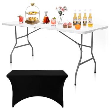 Imagem de Camp Field Mesa portátil resistente de 1,2 m, mesa dobrável para piquenique interno e externo e mesa de cartão para piquenique, festa, acampamento. (branco ste, conjunto de 1,8 m)