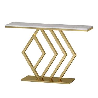 Imagem de Mesa de console, mesa de console fina moldura resistente em ferro misturado prateleira de parede de entrada para casa espaço de trabalho escritório sala de estar decoração de sala de estudo (cor