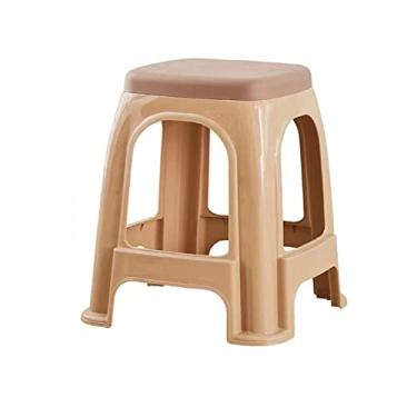 Imagem de Banqueta de apoio para os pés/descanso de pés três bancos de plástico espesso para sala de estar doméstico banco de mesa antiderrapante banheiro mesa de chá banquinho para pés (cor: marrom) (marrom)