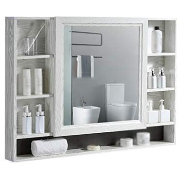 Imagem de Armário de espelho de banheiro montado na parede, organizador de armazenamento de alumínio espacial, armário de remédios, impermeável, à prova de ferrugem, para cozinha, quarto, prata, dourado. (prata