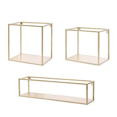 Imagem de Prateleiras flutuantes de metal para esmalte de parede, prateleiras flutuantes, suporte de armazenamento de parede de metal multicamadas, prateleiras de exibição de cosméticos multifuncionais para