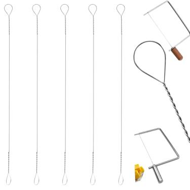Imagem de 5 peças de fios de substituição de fatiador de queijo para cortar e fatiar queijo em bloco, 16 cm de comprimento, compatível com fios de tábua fatiadora de queijo de aço inoxidável (16 cm, 5 peças)