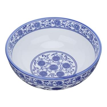 Imagem de Amosfun Tigela de macarrão de porcelana azul e branca tigela de cerâmica de 18 cm para sopa de ramen e cereais utensílios de mesa estilo chinês tradicional