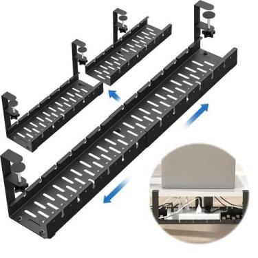Imagem de Organizador De Cabos Retrátil De Metal Para Mesa, Bandeja De Gestão De