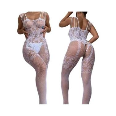 Imagem de Conjunto De Lingerie Sexy plus Size Com Sutiã De Rede E Bodystocking O