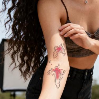 Imagem de Tatuagens minimalistas coloridas de borboleta dopamina, lembrancinhas de festa, dia dos namorados, presentes de carnaval, braço, ombro, clavícula, barriga, temporária, à prova d'água, adesivos de
