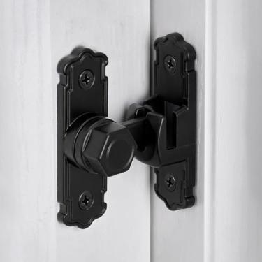 Imagem de INIRET 2 pacotes de travas pretas para porta de celeiro, trava de porta de liga de alumínio 90/180 graus, trava de porta de ângulo reto, ferragens para fechaduras de portão, trava de segurança de