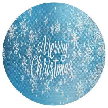 Imagem de xigua Jogo americano redondo de árvore de Natal, conjunto de 6, tapete de mesa redondo antiderrapante resistente ao calor, tapetes de mesa de 48 cm limpáveis para decoração de cozinha, jantar e festa