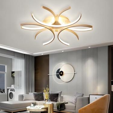 Imagem de Luminária de teto LED moderna para sala de estar, modelo heterogêneo, com intensidade ajustável e controle remoto. Ideal para iluminação interna, como lustre para quarto, sala de jantar e es