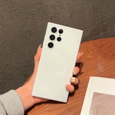 Imagem de Capa magnética fosca de luxo para Samsung Galaxy S24 S22 S21 S23 S25 Ultra S25 Plus S25 (para Samsung S21/Branco)