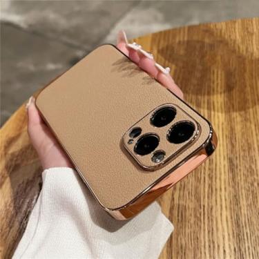 Imagem de Capa de celular de luxo com revestimento antichoque para iPhone 16 15 14 13 12 11 Pro Max (para iPhone 16/Cáqui)