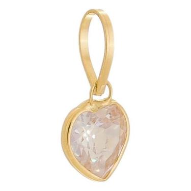 Imagem de Pingente Coração Zirconia Branca 5mm Ouro 18k Berloque - Aea Jóias, Br