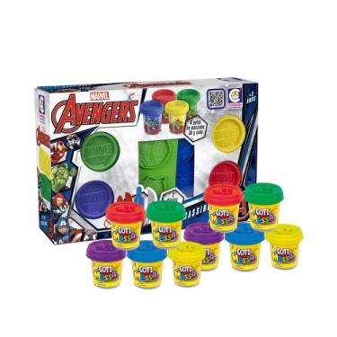 Imagem de Kit Brinquedo Infantil Massinha de Modelar Avengers  10 Potes Coti Mas