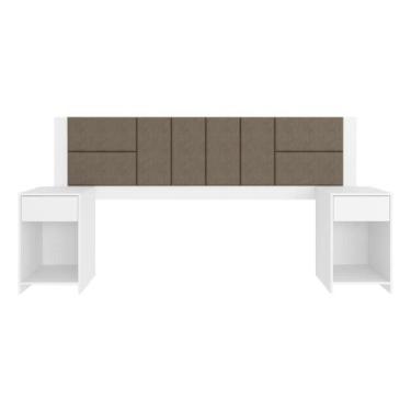 Imagem de Cabeceira Estofada Para Cama Queen Dubai Bran/capuc - M. Arapongas - M