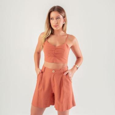 Imagem de Conjunto susie top e shorts feminino - Susie Modas, Marrom, M, 10 unid
