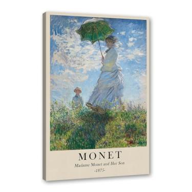 Imagem de Pôster de tela Monet Water Lily Sunrise Claude Monet impressões paisagem vintage imagem de arte de parede sala de estar decoração galeria pôster (SKU8,20.3x30.5 cm = (20x30cm), emoldurado (tela