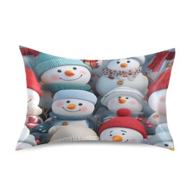 Imagem de Blueangle Linda fronha de cetim de boneco de neve para cabelo e pele, fronha de seda, tamanho Queen (51 x 76 cm) - Capas de almofada de cetim com fecho de envelope (28)