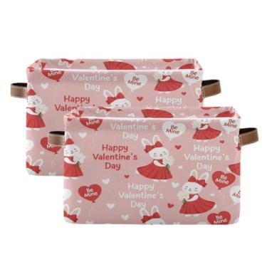 Imagem de Wassud Coelhinhos em vestidos Cesto de armazenamento de lona com alças, cestas organizadoras dobráveis para armário, banheiro e decoração de casa, pacote com 2