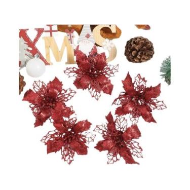 Imagem de Guirlanda De Flores De Natal Artificiais Com Glitter, Decorações De 5 