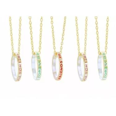 Imagem de Colar Best Friends Forever Folheado A Ouro 18k - 5 Pçs - Milena Folhea