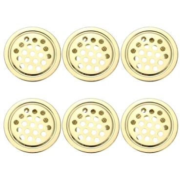 Imagem de PATIKIL Saídas de ar circulares de 0,7 polegadas (19 mm), pacote com 6 grelhas de ventilação de aço inoxidável com orifício de malha redonda para cozinha, banheiro, sapato, armário, guarda-roupa, ouro