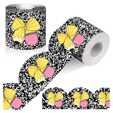 Imagem de Whaline Quadro de avisos de volta às aulas 1,8 m composição de arco de lápis cortado para decoração de janela de quadro negro para o primeiro dia de aula, sala de aula, quadro-negro