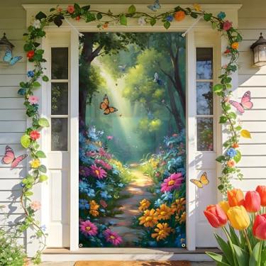 Imagem de BVBOX Decorações de banner do Dia de São Patrício 89,9 cm x 179,8 cm Capas de porta de mola de tecido tema do dia de São Patrício Bem-vindo para pendurar na porta da frente faixa para suprimentos de