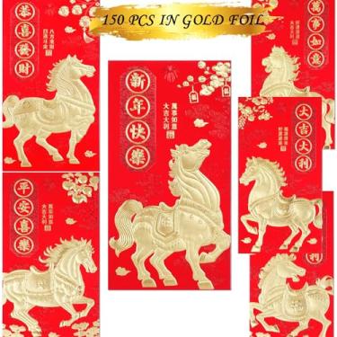 Imagem de Envelopes vermelhos Ano Novo Chinês Envelope Vermelho Envelopes de Ano Novo Lunar Ano do Cavalo 2026 Li Xi Envelope de Dinheiro da Sorte 150 peças Grande