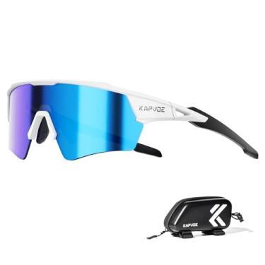 Imagem de KAPVOE Óculos de Ciclismo Masculino Feminino Óculos de Sol Esportivos Proteção UV Mountain Bike MTB Óculos de Equitação TR90 Armação Baseball Shades Corrida Triatlo Ciclo Golfe Azul