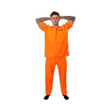 Imagem de Fantasia De Presidiário Laranja Para Adultos, Macacão De Detento Para 
