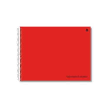 Imagem de Caderno de Cartografia e Desenho Capa Lisa Vermelho, 60 Folhas Brancas, Uso Escolar, Ideal para Mapas, Ilustrações e Atividades Educacionais