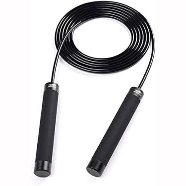 Imagem de Feiyx Corda de salto de aço cordas ajustáveis com alças antiderrapantes para exercícios físicos, corda de pular, corda de velocidade para homens, mulheres e crianças