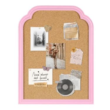 Imagem de Quadro de avisos de cortiça, 45 cm x 59,9 cm quadro de pinos com moldura rosa, quadro de mensagens decorativo para escritório em casa, escola, memorandos, notas, fotos, quadro de visão (PK-4560)