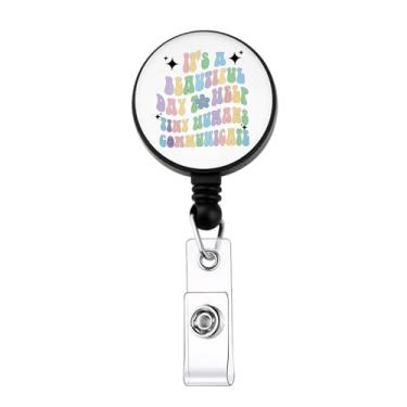 Imagem de ENSIANTH Carretel de crachá de fonoaudiólogo educação especial - presente SLP terapeuta da fala - presente de comunicação de humanos minúsculos (distintivo pequeno)