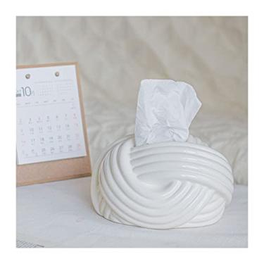 Imagem de HHHJQFAAT Capa de caixa de lenços de papel em estilo criativo caixa de papel toalha design sentido de alta qualidade sala de estar gaveta de papel doméstico cerâmica moderna caixa de guardanapo