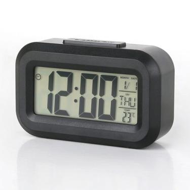Imagem de Relógio Digital Portátil Mini com Despertador, Função Soneca, Display LCD com Luz de Fundo LED, Data e Temperatura, Compacto para Viagem e Escritório, Sortido Preto e Branco