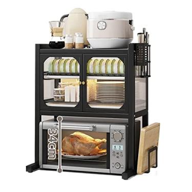 Imagem de Prateleira de cozinha Rack de armazenamento de micro-ondas, rack de forno, bancada doméstica de cozinha, máquina de lavar louça pequena, caixa de armazenamento multifuncional de pratos e hashis