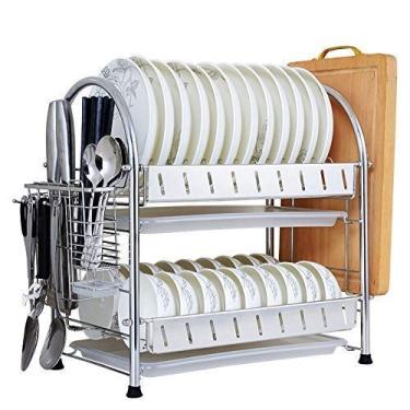 Imagem de U5GAAALPPQ9 Prateleira de cozinha rack de armazenamento de cozinha 2 camadas escorredor de pratos | Zoom in tigela pequena 5 cm Guardrail ralo tigela rack