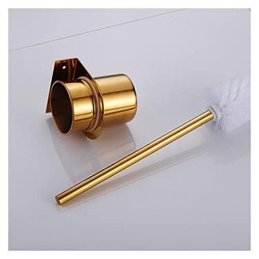 Imagem de Suportes de escova de vaso sanitário portátil preto montado na parede de aço inoxidável conjunto de escova de vaso sanitário ferramentas de limpeza para casa de banho escova de limpeza (cor: prata