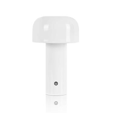 Imagem de JHPGEOE Candeeiro de mesa de metal sem fio, luminária de mesa LED com controle de sensor de toque, lâmpada de mesa regulável de 3 cores, luz noturna para berçário infantil, quarto/mesa/café (branca)