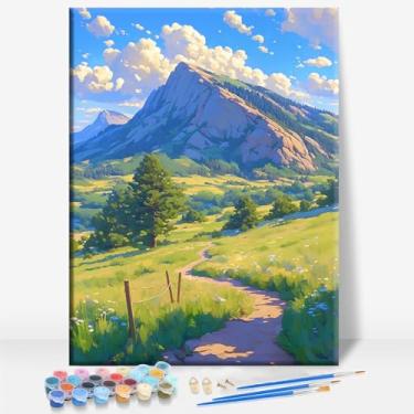 Imagem de BOULDER FLATIRONS COLORADO Tela emoldurada DIY Kit de pintura por números bar café caverna sala de casa parede banheiro varanda pátio decoração presente, 40,6 x 30,5 cm