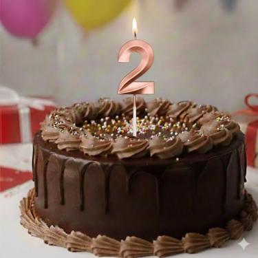 Imagem de Vela De Aniversário Mini Design Número Com 5Cm Silver Festas Rose (Número 2)