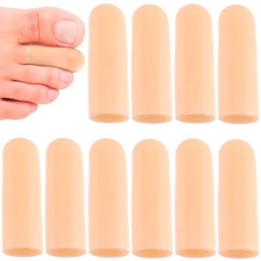Imagem de Winsyison Protetor de dedo do pé de gel Punhos elásticos de silicone para mulheres e homens, almofadas de unhas macias para alívio da dor ao caminhar, corrida, caminhada, cor da pele, 10 unidades