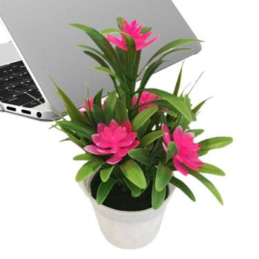 Imagem de Plantas artificiais em vasos – Vaso de plantas falsas de vegetação, flores falsas sem , decoração de centro de mesa estética para mesa, mesa de café, prateleira, banheiro, sala de jantar