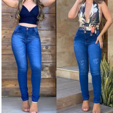 Imagem de Kit C/3 Calça Skynni Feminina Cos Médio Barata Atacado - Paraiso, Jean
