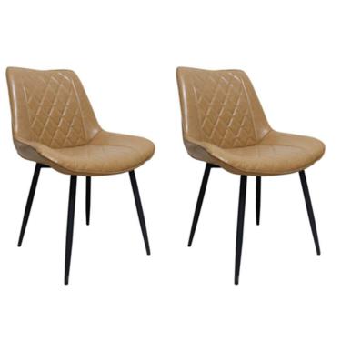 Imagem de Kit Com 2 Cadeiras Haifa Assento Em Mdf E Base Em Aço Fratini Caramelo