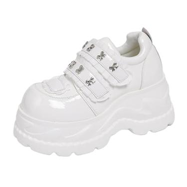 Imagem de Tênis feminino punk Mary Jane plataforma com corrente de laço rebite, casual, couro gótico, preto, bico redondo, salto grosso, jeans, saias para Halloween, viagem, festa, cosplay, encontros, - Estilo