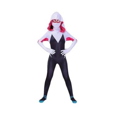 Imagem de Body de Super-Herói Gwen Preto para Meninas - Fantasia Cosplay de Hall