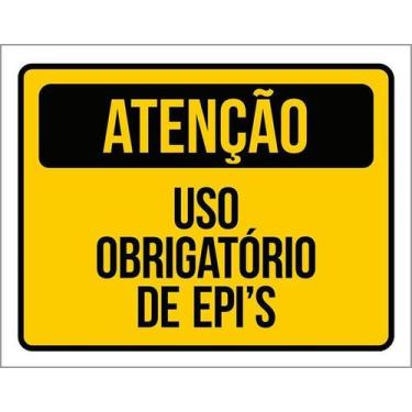 Imagem de Kit 5 Placa Acm Atenção Uso Obrigatório Epi 18X23 - Sinalizo